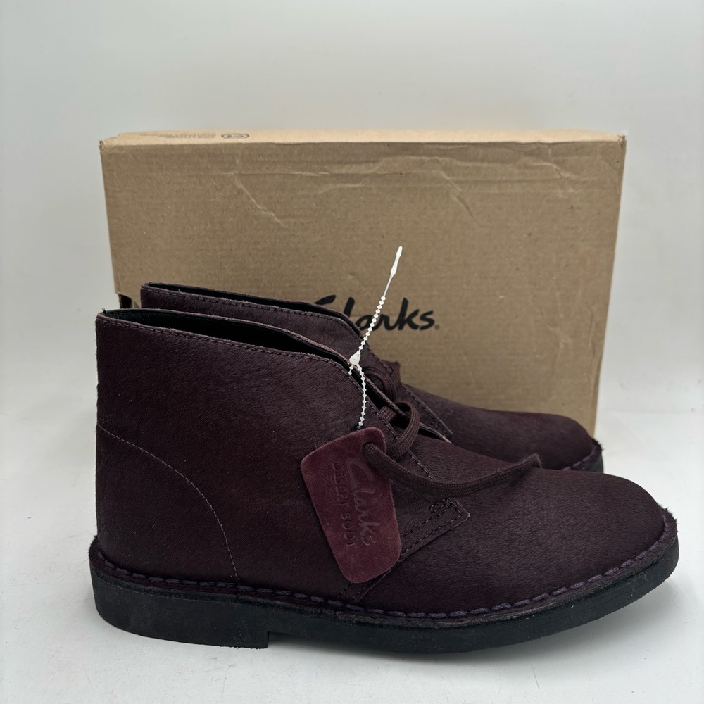 New Clarks Women’s 8 Burgundy Intrest Calf Hair Desert Boot 2 Ankle Boots